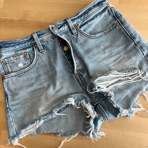 Levi's 501 Button Fly Denim Shorts Size 27